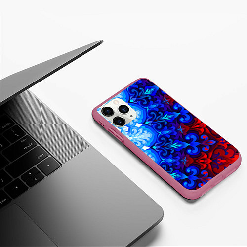 Чехол iPhone 11 Pro матовый Душа моя Россия 2 / 3D-Малиновый – фото 3