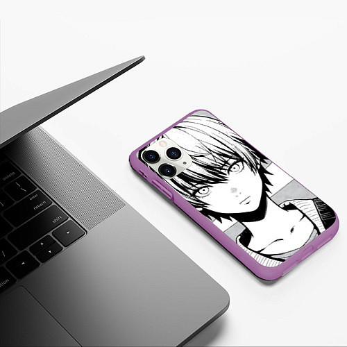 Чехол iPhone 11 Pro матовый A boy manga / 3D-Фиолетовый – фото 3