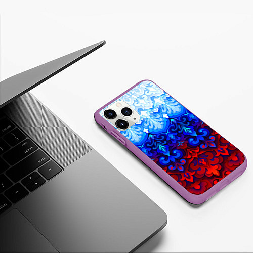 Чехол iPhone 11 Pro матовый Душа моя Россия 1 / 3D-Фиолетовый – фото 3