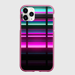 Чехол iPhone 11 Pro матовый Неоновые лучи текстура, цвет: 3D-малиновый