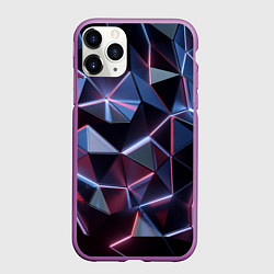 Чехол iPhone 11 Pro матовый Неоновые геометрические плиты, цвет: 3D-фиолетовый
