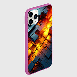 Чехол iPhone 11 Pro матовый Трехмерные кубики с разрушением, цвет: 3D-фиолетовый — фото 2