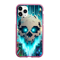 Чехол iPhone 11 Pro матовый Minecraft skull - ai art fantasy, цвет: 3D-малиновый