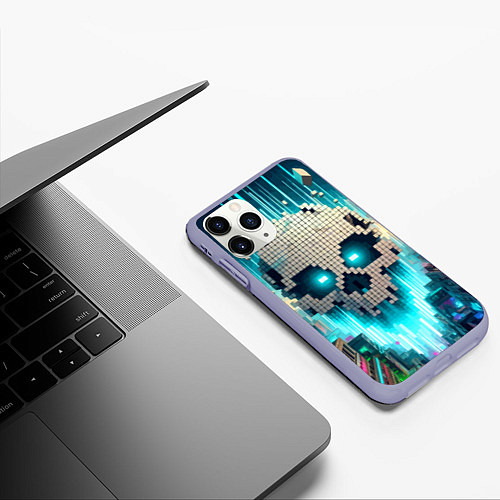 Чехол iPhone 11 Pro матовый Minecraft skull - ai art fantasy / 3D-Светло-сиреневый – фото 3