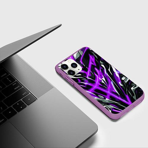 Чехол iPhone 11 Pro матовый Фиолетовая энергетическая абстракция / 3D-Фиолетовый – фото 3