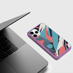 Чехол iPhone 11 Pro матовый Граффити в пастельных тонах абстракция, цвет: 3D-фиолетовый — фото 2