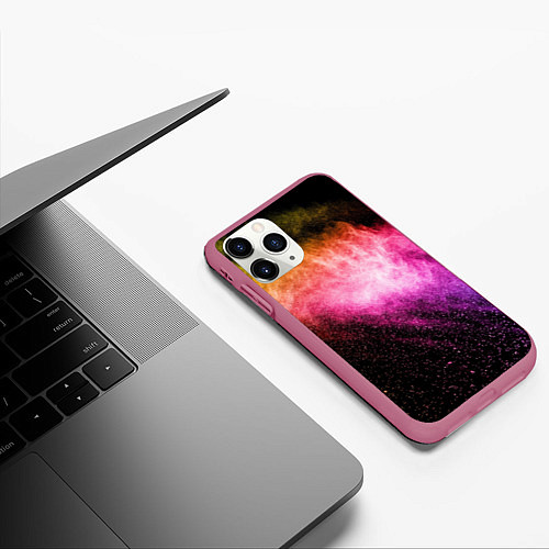 Чехол iPhone 11 Pro матовый Абстрактный всплеск красок / 3D-Малиновый – фото 3