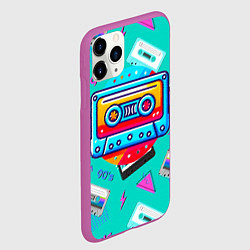 Чехол iPhone 11 Pro матовый Кассеты и надпись 90s, цвет: 3D-фиолетовый — фото 2
