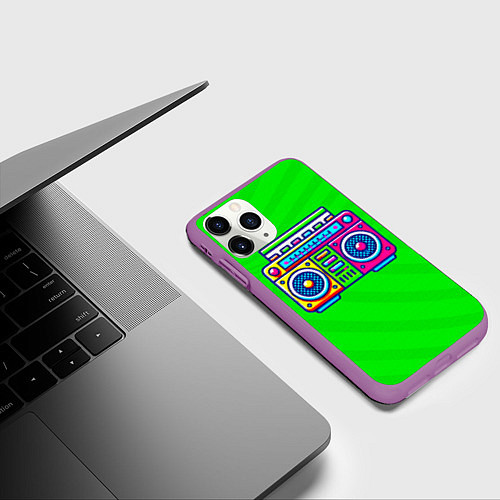 Чехол iPhone 11 Pro матовый Ритмы бумбокса / 3D-Фиолетовый – фото 3