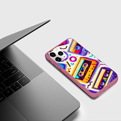 Чехол iPhone 11 Pro матовый Магия микстейпов: Цветная ностальгия, цвет: 3D-малиновый — фото 2