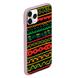 Чехол iPhone 11 Pro матовый Ethnic ornament on black, цвет: 3D-розовый — фото 2