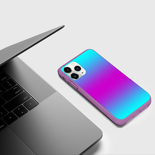 Чехол iPhone 11 Pro матовый Градиент неоновые цвета / 3D-Фиолетовый – фото 3
