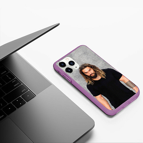 Чехол iPhone 11 Pro матовый Jason Momoa / 3D-Фиолетовый – фото 3