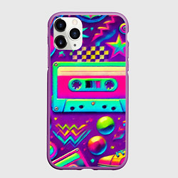 Чехол iPhone 11 Pro матовый Неоновые 90-е катание и музыка, цвет: 3D-фиолетовый