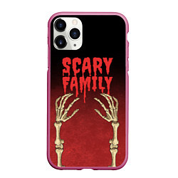 Чехол iPhone 11 Pro матовый Scary famyli, цвет: 3D-малиновый