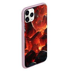 Чехол iPhone 11 Pro матовый Текстура черных камней, цвет: 3D-розовый — фото 2