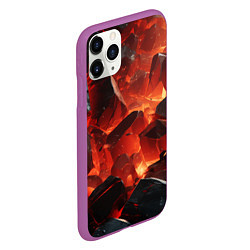 Чехол iPhone 11 Pro матовый Текстура черных камней, цвет: 3D-фиолетовый — фото 2