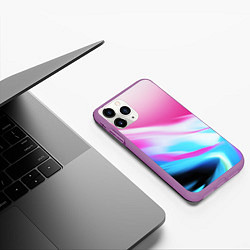 Чехол iPhone 11 Pro матовый Неоновые краски градиент, цвет: 3D-фиолетовый — фото 2