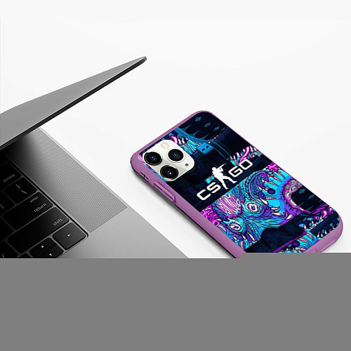 Чехол iPhone 11 Pro матовый CS GO neon blob / 3D-Фиолетовый – фото 3