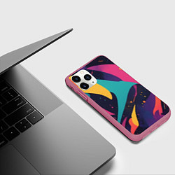 Чехол iPhone 11 Pro матовый Космос яркая абстракция, цвет: 3D-малиновый — фото 2