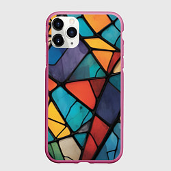 Чехол iPhone 11 Pro матовый Цветное стекло витраж, цвет: 3D-малиновый