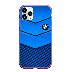 Чехол iPhone 11 Pro матовый BMW geometry blue, цвет: 3D-фиолетовый