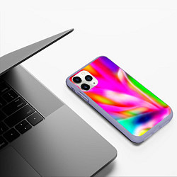 Чехол iPhone 11 Pro матовый Неоновая абстракция краски, цвет: 3D-светло-сиреневый — фото 2