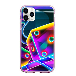 Чехол iPhone 11 Pro матовый Неоновая геометрия текстура, цвет: 3D-розовый