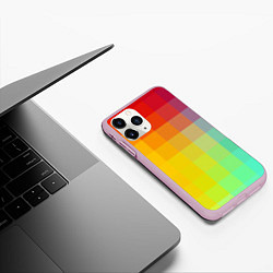 Чехол iPhone 11 Pro матовый Абстрактная мозаика, цвет: 3D-розовый — фото 2