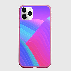 Чехол iPhone 11 Pro матовый Неоновая геометрия полосы, цвет: 3D-малиновый