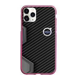 Чехол iPhone 11 Pro матовый Volvo carbon car, цвет: 3D-малиновый