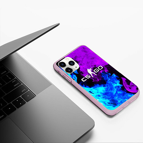 Чехол iPhone 11 Pro матовый CSGO neon flame / 3D-Розовый – фото 3