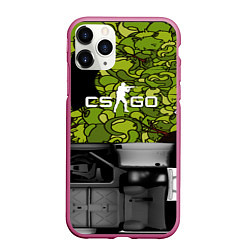 Чехол iPhone 11 Pro матовый Counter strike game skin, цвет: 3D-малиновый