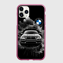 Чехол iPhone 11 Pro матовый BMW абстрактный дым, цвет: 3D-малиновый