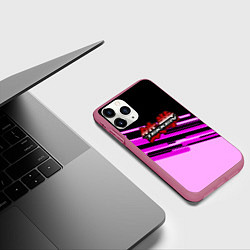 Чехол iPhone 11 Pro матовый Tekken pink line, цвет: 3D-малиновый — фото 2