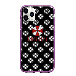 Чехол iPhone 11 Pro матовый Resident evil pattern umbrella, цвет: 3D-фиолетовый