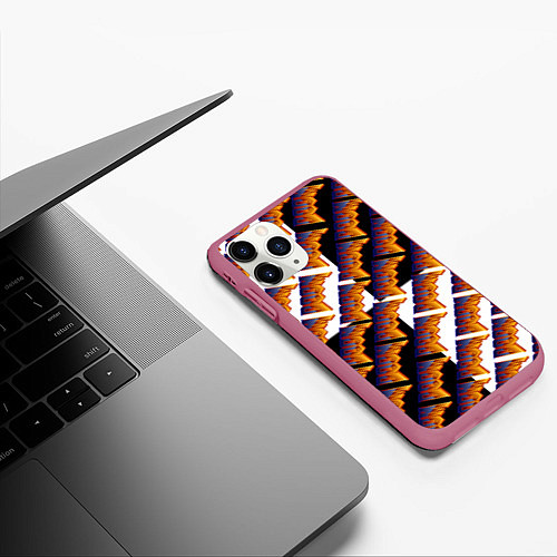 Чехол iPhone 11 Pro матовый Doom logo pattern / 3D-Малиновый – фото 3