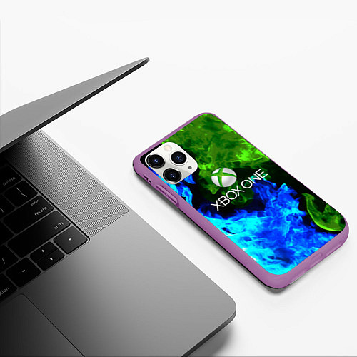 Чехол iPhone 11 Pro матовый Xbox битва огня / 3D-Фиолетовый – фото 3