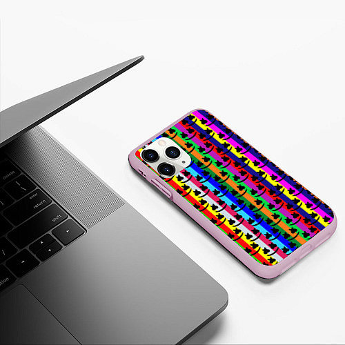 Чехол iPhone 11 Pro матовый Marshmello радуга / 3D-Розовый – фото 3