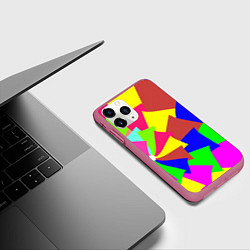 Чехол iPhone 11 Pro матовый Разноцветная мозаика, цвет: 3D-малиновый — фото 2