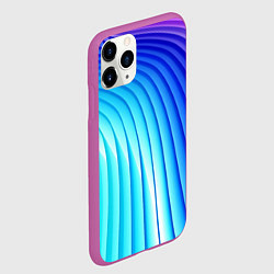 Чехол iPhone 11 Pro матовый Полосы неоновый градиент, цвет: 3D-фиолетовый — фото 2