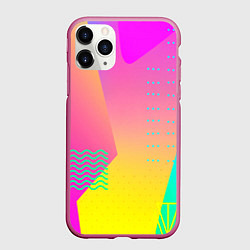 Чехол iPhone 11 Pro матовый Неоновая геометрия градиент, цвет: 3D-малиновый