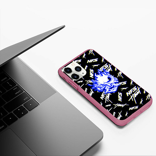 Чехол iPhone 11 Pro матовый NFS samurai logo / 3D-Малиновый – фото 3