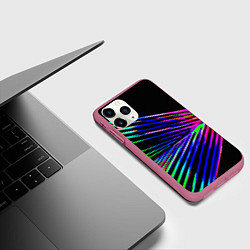 Чехол iPhone 11 Pro матовый Неоновый лучи текстура, цвет: 3D-малиновый — фото 2