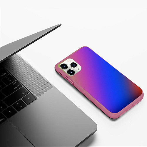 Чехол iPhone 11 Pro матовый Градиент полосы / 3D-Малиновый – фото 3