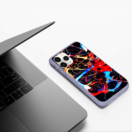 Чехол iPhone 11 Pro матовый Брызги красок разные цвета / 3D-Светло-сиреневый – фото 3