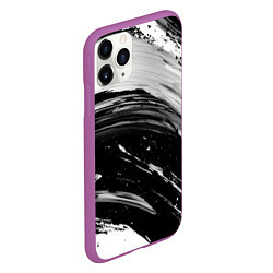 Чехол iPhone 11 Pro матовый Черно-белая абстракция - гранж чернила, цвет: 3D-фиолетовый — фото 2