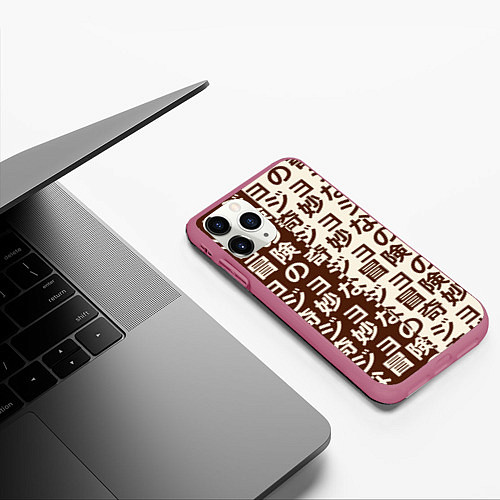 Чехол iPhone 11 Pro матовый Japan pattern / 3D-Малиновый – фото 3