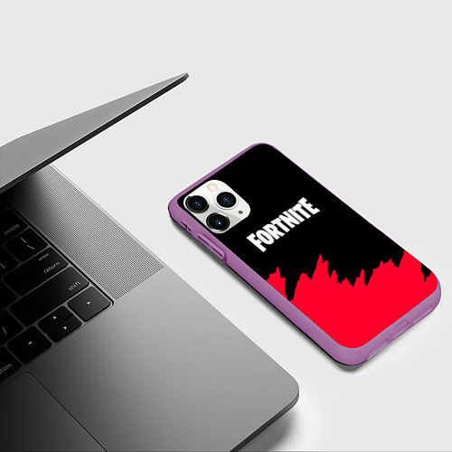 Чехол iPhone 11 Pro матовый Fortnite розовые краски / 3D-Фиолетовый – фото 3