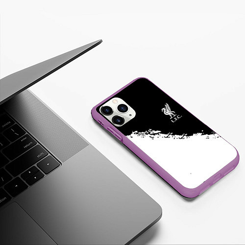 Чехол iPhone 11 Pro матовый Liverpool fc белые краски / 3D-Фиолетовый – фото 3